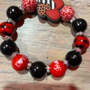Red and Black Love Beaded Bracelet